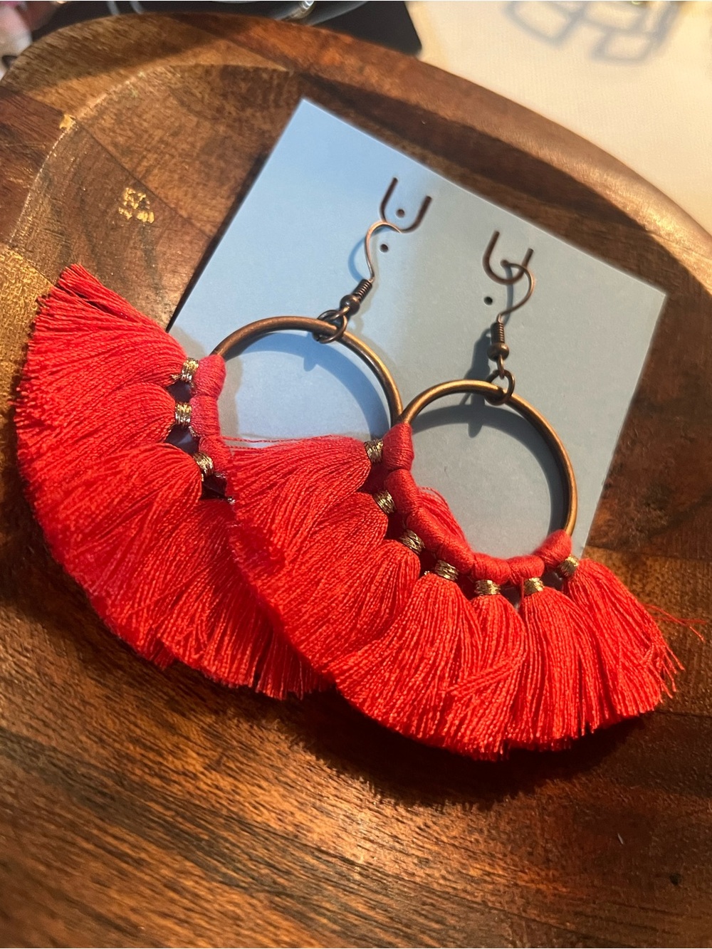 Fashion Jewelry Red Tassel Hoop Earrings - Bold Fringe
